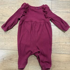 Old Navy Maroon Baby Romper with Ruffle Detail